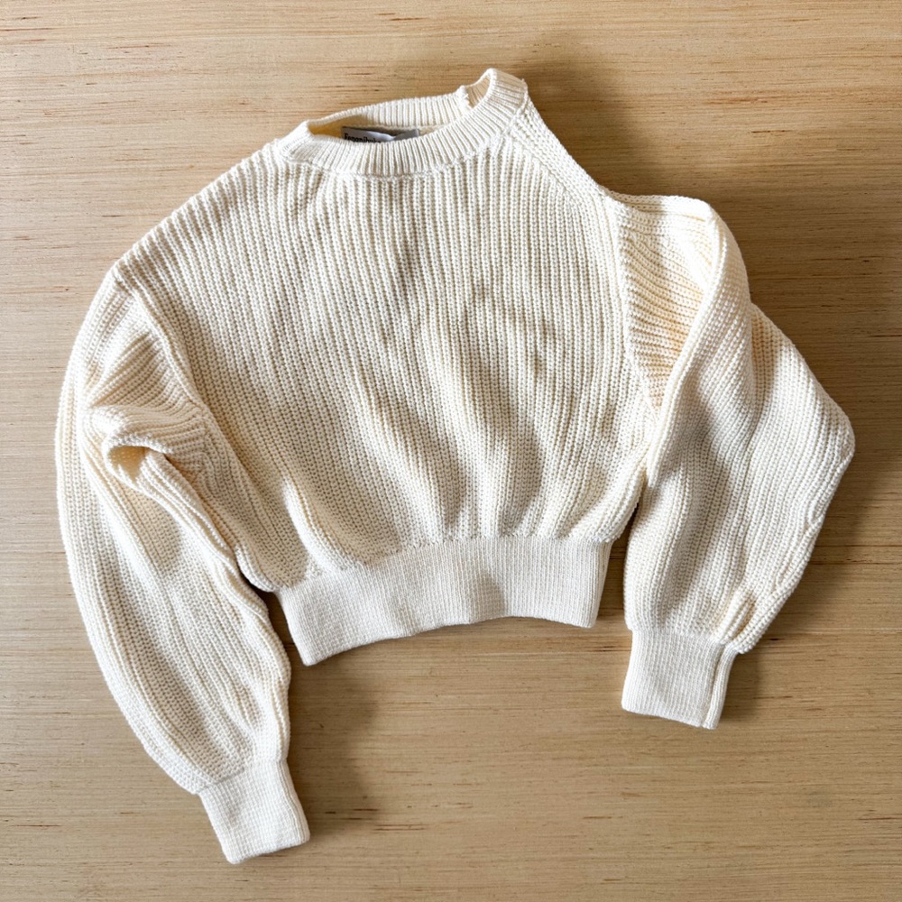 Fengnibuke Cream Chunky Knit‎ Sweater | Balloon Sleeve | Size L (Fits XS)
